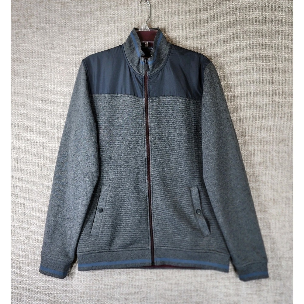 Ted Baker London Sardin Fleece Bomber Jacket Mens 4 US Medium Gray Zip Nice!‎